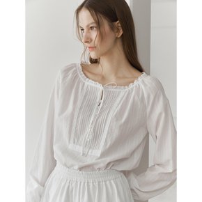 MINI RUFFLE PINTUCK RIBBON BLOUSE_WHITE