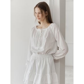 MINI RUFFLE PINTUCK RIBBON BLOUSE_WHITE