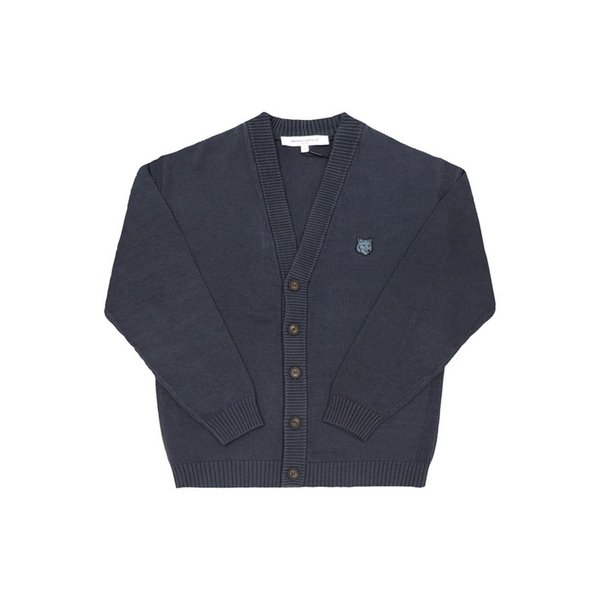 OM00502KT1099 0076 볼드 폭스 헤드 패치 브이넥 남성 가디건