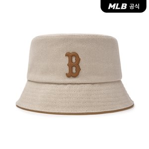 MLB [코리아공식] 베이직 캔버스 레더 로고 버킷햇 BOS (D.Cream)