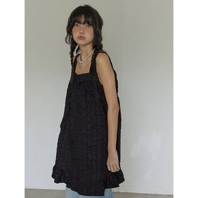 Volume seersucker dress / Black