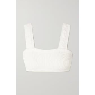 JOSLIN Emilia Cropped Ribbed Cotton-blend Bralette 화이트