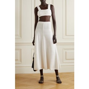 Emilia Cropped Ribbed Cotton-blend Bralette 화이트