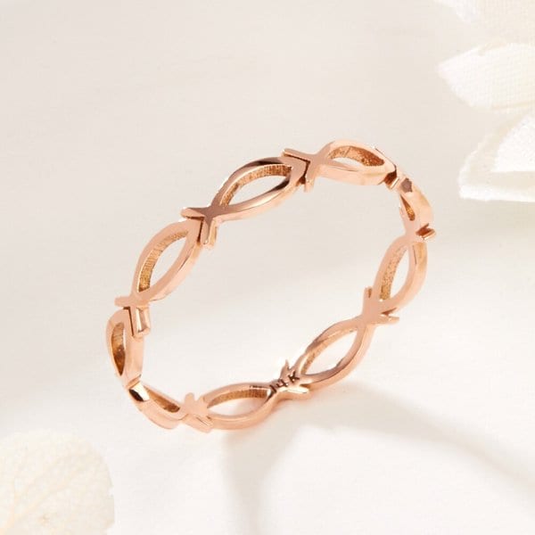 [비앤비골드] 14K 슬릿 라인 물고기 올밴드 반지 SRS42027