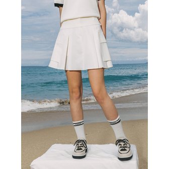 에이틴오비어 Side pleats skirt (white)