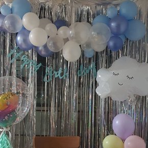 DIY 블루 풍선가랜드 /생일파티 브라이덜샤워 베이비샤워 생일꾸미기  풍선장식 웨딩촬영 웨딩풍선