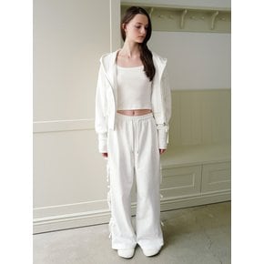 [SET] LACE RIBBON HOOD ZIPUP + LACE RIBBON SWEAT PANTS SET-UP_TT4W005IV,TT4W406IV