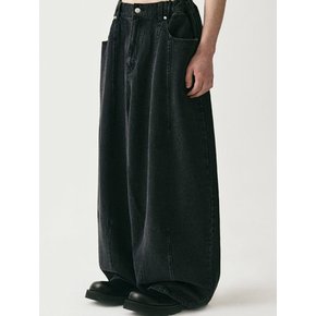 Super Wide Dart Denim Pants  BLACK