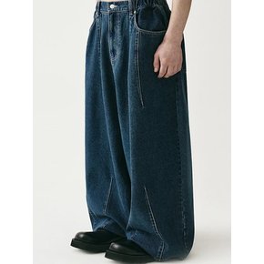 Super Wide Dart Denim Pants  BLACK