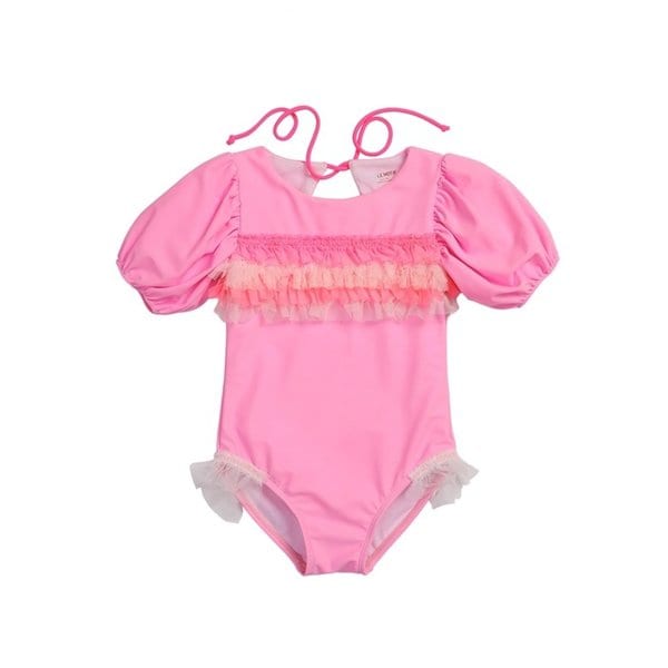 핑크스플래쉬 여아동 퍼프소매 수영복