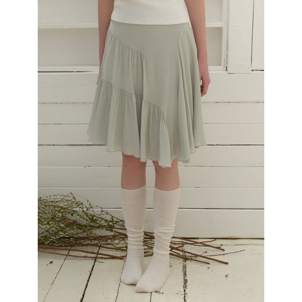 Ena chiffon shirring skirt (mint)