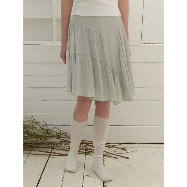 Ena chiffon shirring skirt (mint)