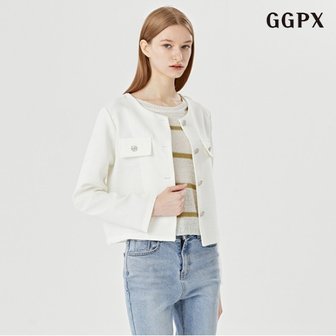 GGPX 정상가:69,000원  노카라 트위드 실버 버튼 투포켓 자켓 (GOAJK022D)