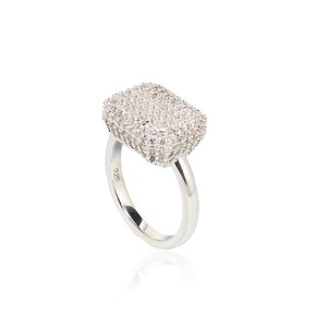 [Ir248] Luxury Pave Silver Ring