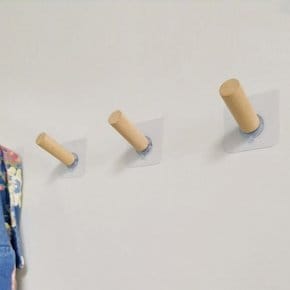 피노키오 싱글 원목 후크 무타공 벽 부착 행거 옷걸이 가방 모자