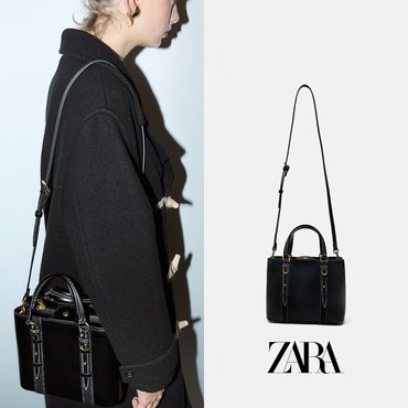  ZARA 자라 블랙 버클 장식 미니 시티 숄더 토트 백