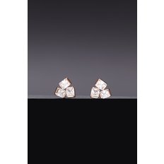 Triple Cubic Earrings - Rosegold  [Option-Earclip 귀찌]