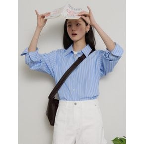 [26SS 시즌오프 30%][B. my] 스트라이프 오버핏 셔츠  블루 (BF6264N22P)