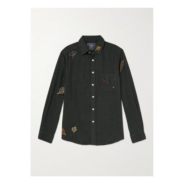 포르투기스 플란넬 가을 낙엽 자수 코튼 플란넬 셔츠 46376663162911446