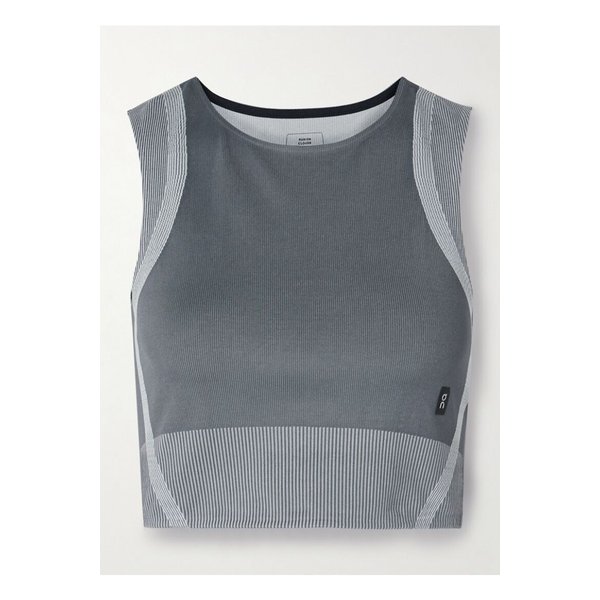 러닝 스튜디오 크롭 골지 스트레치  탱크 그레이 1647597360132042