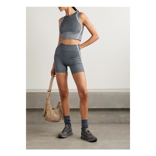 러닝 스튜디오 크롭 골지 스트레치  탱크 그레이 1647597360132042