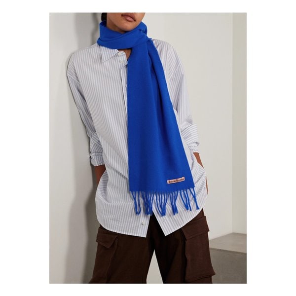 프린지 울 스카프 브라이트 블루 46376663162899049