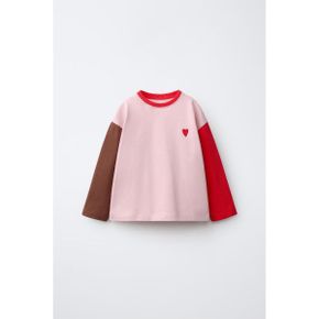 ZARA 자라 키즈 컬러 블록 하트 티셔츠 Midpink 6208535645 6208535 1397129