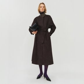 스웨이드 벨티드 롱 트렌치 코트_딥 브라운 / SUEDE BELTED LONG TRENCH COAT_DEEP BROWN