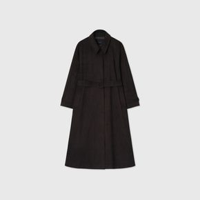 스웨이드 벨티드 롱 트렌치 코트_딥 브라운 / SUEDE BELTED LONG TRENCH COAT_DEEP BROWN