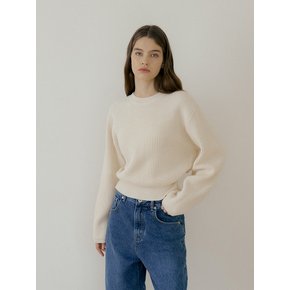 BACK OPEN WOOL KNIT - Ivory