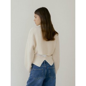 BACK OPEN WOOL KNIT - Ivory