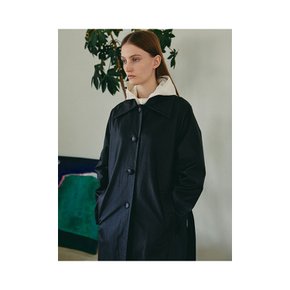 OVER COLLAR COATED LONG COAT (BLACK)