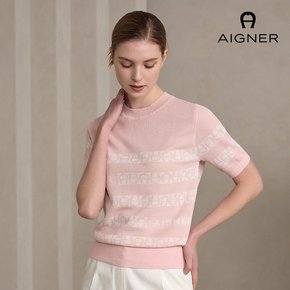 [일시불2만] 24SS AIGNER 린넨블렌디드 체인로고 썸머 니트 여