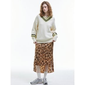 Leopard Mermaid Long Skirt [Beige]