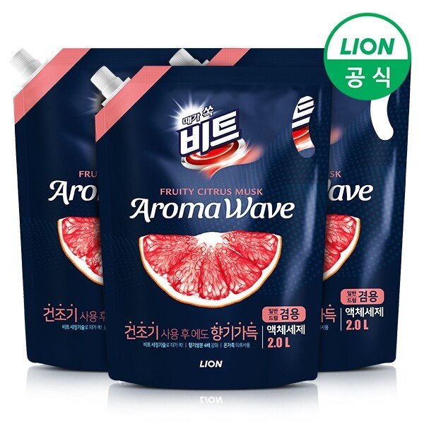 비트 아로마웨이브 액체세제(일반/드럼 겸용) 시트러스 2L리필 3개