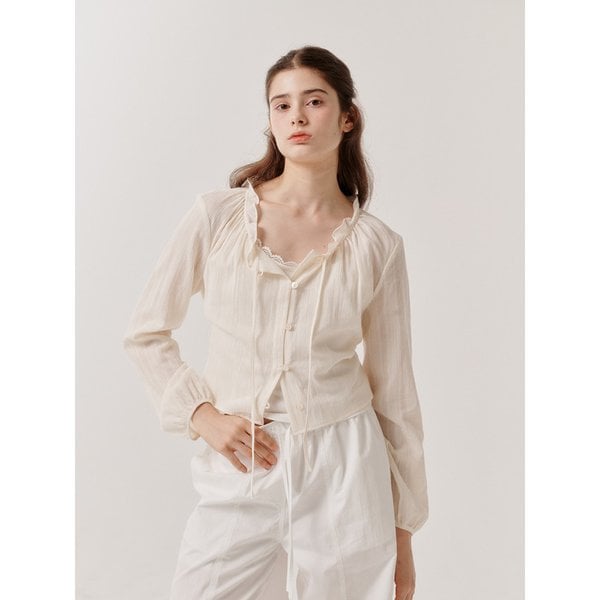 Frill Ribbon Blouse (cream)