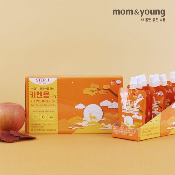 사과농축액으로 달콤한 유아/어린이녹용 키엔용 비타 80ml x 10포 1세부터 우리아이 기력보충 성장기어린이선물 가정의달 선물세트