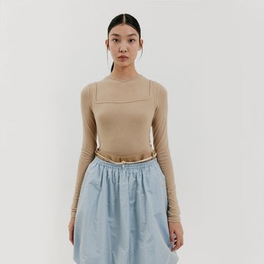 EENK Square Neck Sleeveless Top - Beige