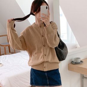 여성 루즈핏 무지 라운드넥 니트 가디건 데일리용