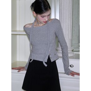 Eyelet Tie Long Sleeve [Gray]