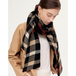 DCSC6F582BK [닥스][WOOL100%]블랙 체크 울 플리츠 스카프겸 머플러