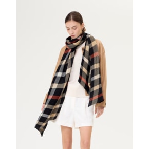 DCSC6F582BK [닥스][WOOL100%]블랙 체크 울 플리츠 스카프겸 머플러