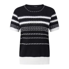 데일리 라운드 단가라 패턴 반팔 니트  XO2KT017L0 _P363662666