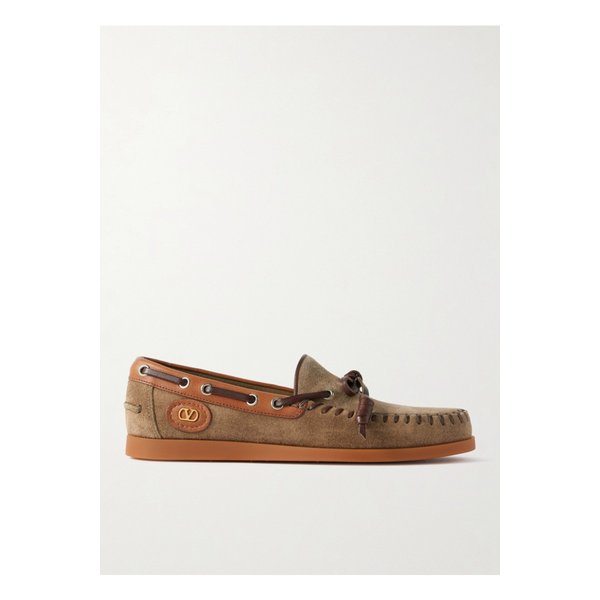 가죽 트리밍 스웨이드 보트 슈즈 탠 브라운 46376663162845045