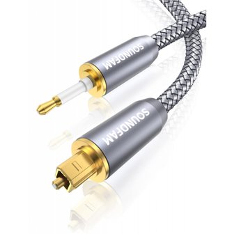  SOUNDFAM Mini TOSLINK 2M) 광 디지털 케이블, TOSLINK-미니 케이블 나일론 편조 광각형-3.5mm