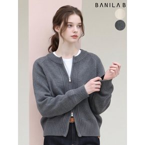투웨이 지퍼 라운드 니트 집업