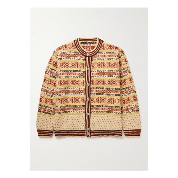 보디 마지팬 자카드 니트 울 가디건 옐로 46376663162882963