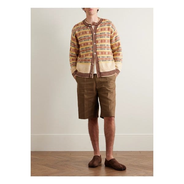 보디 마지팬 자카드 니트 울 가디건 옐로 46376663162882963