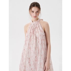 Water AOP halterneck long dress_Pink