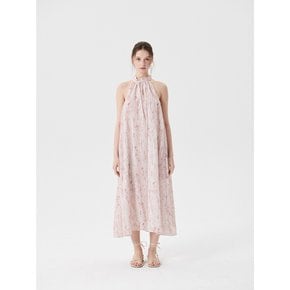 Water AOP halterneck long dress_Pink